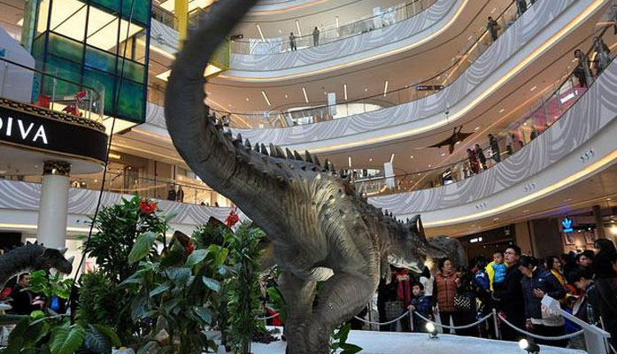 dinosaur models in the shopping mall dinosaur models in the shopping mall